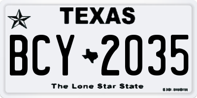TX license plate BCY2035