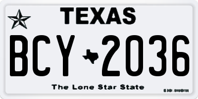 TX license plate BCY2036