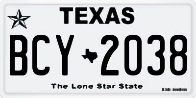 TX license plate BCY2038