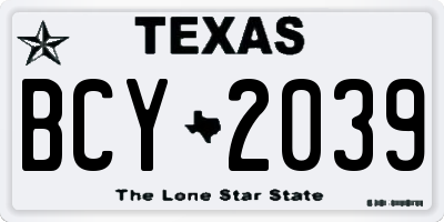TX license plate BCY2039