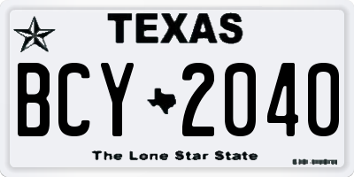 TX license plate BCY2040