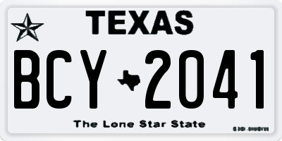 TX license plate BCY2041