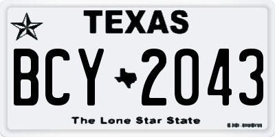 TX license plate BCY2043