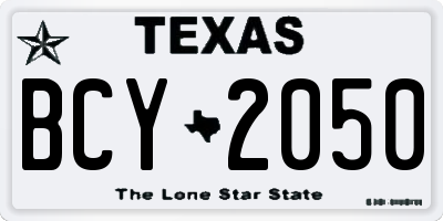 TX license plate BCY2050