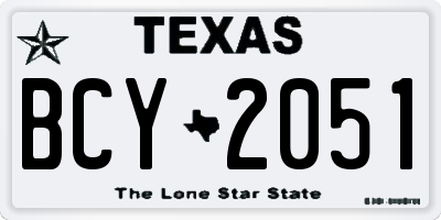 TX license plate BCY2051