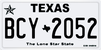 TX license plate BCY2052