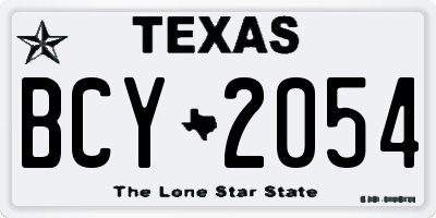 TX license plate BCY2054