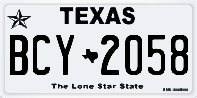 TX license plate BCY2058