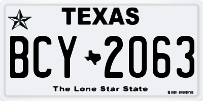 TX license plate BCY2063