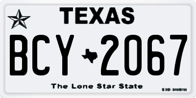 TX license plate BCY2067