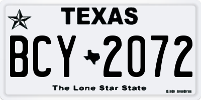 TX license plate BCY2072