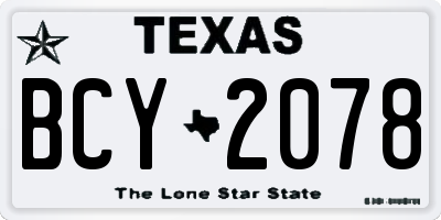 TX license plate BCY2078