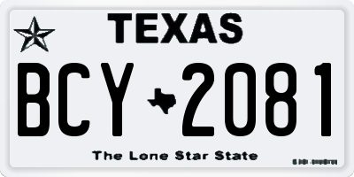 TX license plate BCY2081