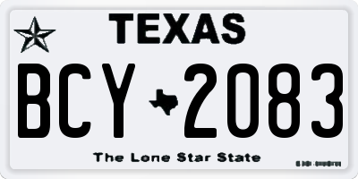 TX license plate BCY2083