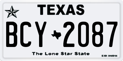 TX license plate BCY2087