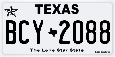 TX license plate BCY2088