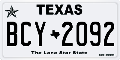 TX license plate BCY2092