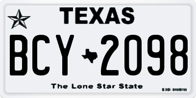 TX license plate BCY2098