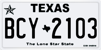 TX license plate BCY2103