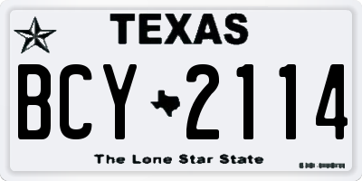 TX license plate BCY2114