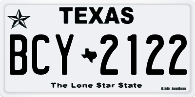 TX license plate BCY2122