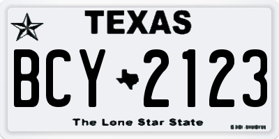 TX license plate BCY2123