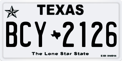 TX license plate BCY2126