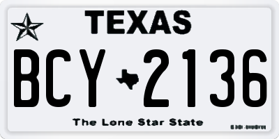 TX license plate BCY2136