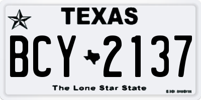 TX license plate BCY2137