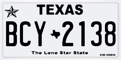 TX license plate BCY2138
