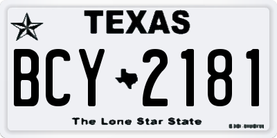 TX license plate BCY2181