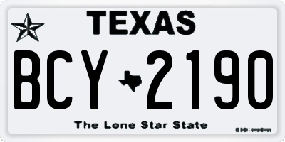 TX license plate BCY2190