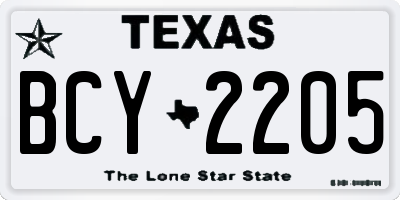 TX license plate BCY2205