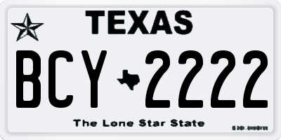 TX license plate BCY2222