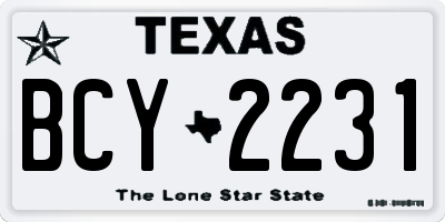 TX license plate BCY2231