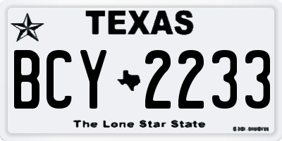 TX license plate BCY2233