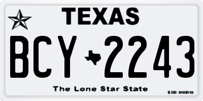 TX license plate BCY2243