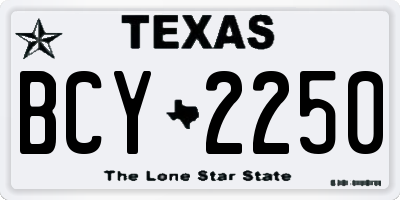 TX license plate BCY2250