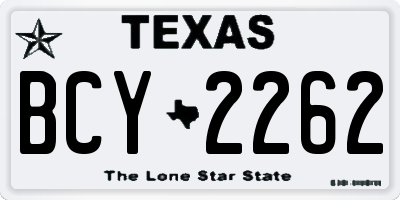 TX license plate BCY2262