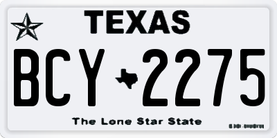 TX license plate BCY2275