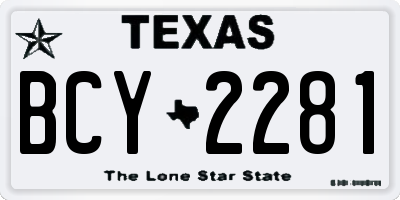 TX license plate BCY2281