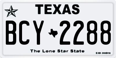 TX license plate BCY2288