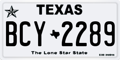 TX license plate BCY2289