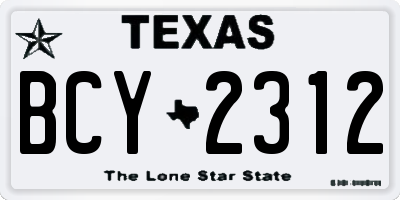 TX license plate BCY2312