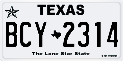 TX license plate BCY2314
