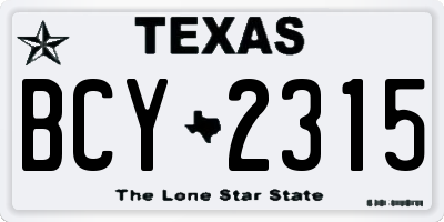 TX license plate BCY2315