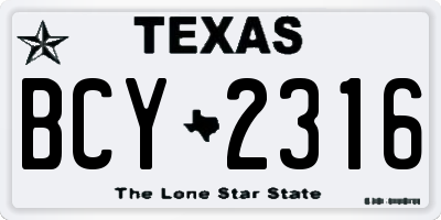 TX license plate BCY2316