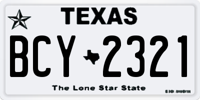 TX license plate BCY2321