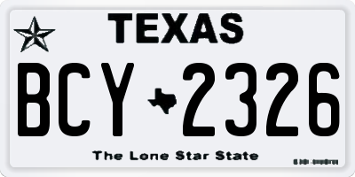 TX license plate BCY2326