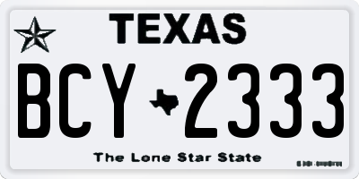 TX license plate BCY2333